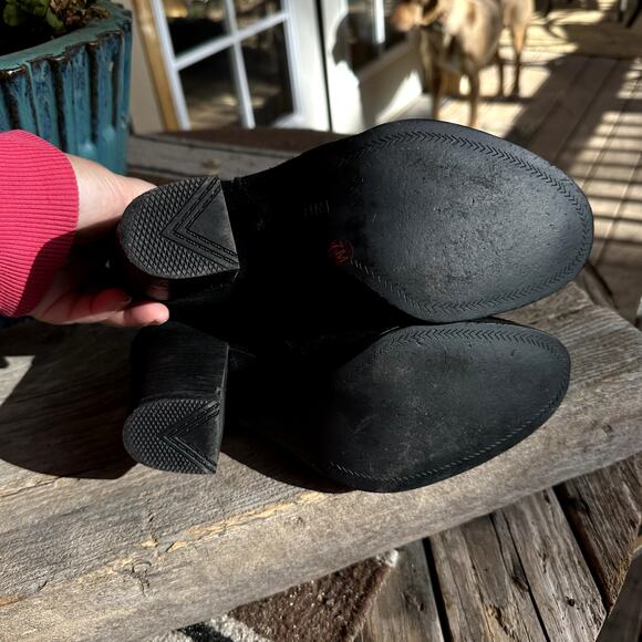 Gianni Bini Ankle Boots Suede 7M Leather Block Heel Ankle Boots Coquette Chic - Picture 7 of 9